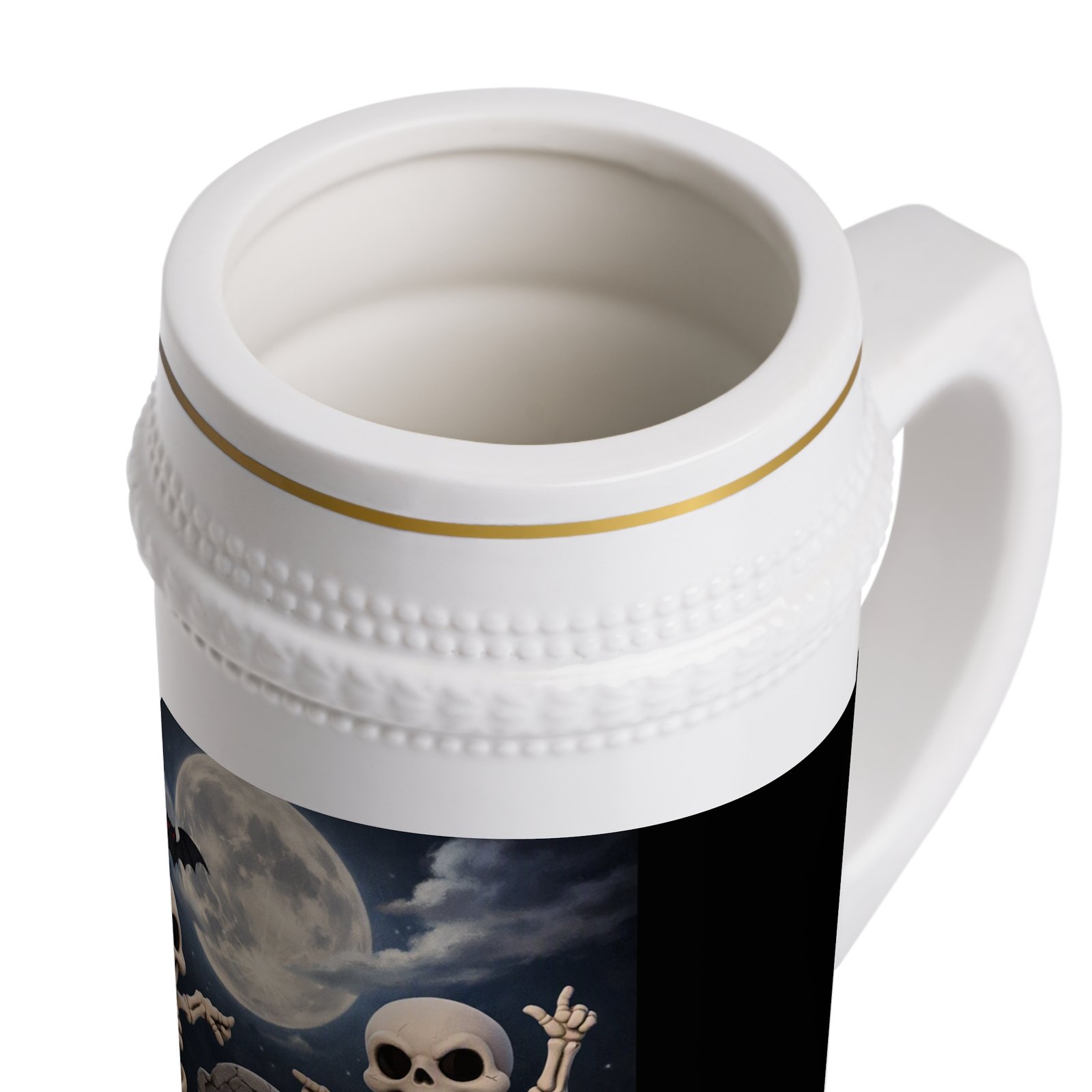Halloween Skeleton Beer Stein — RIP Dancing Skeletons & Tombstone Design - Image 4