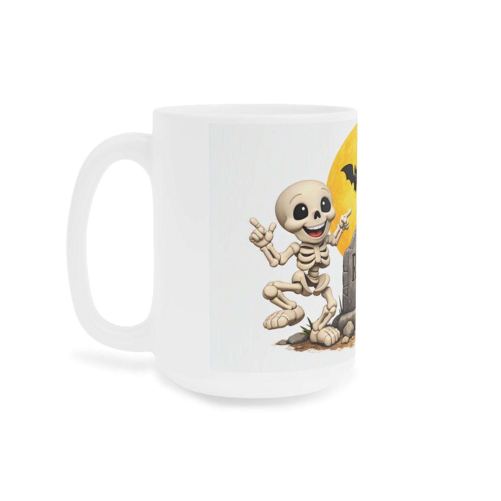 Halloween Skeleton RIP Mug — Cute Spooky Fall Coffee Cup - Image 2