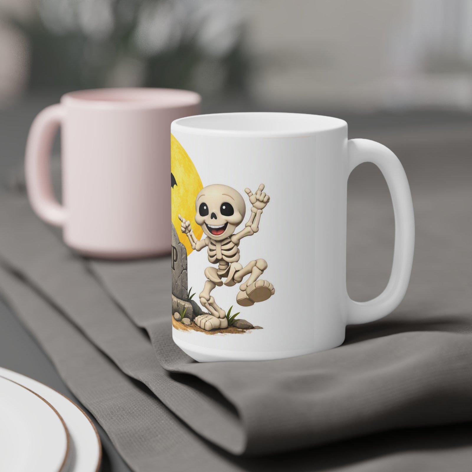 Halloween Skeleton RIP Mug — Cute Spooky Fall Coffee Cup - Image 4