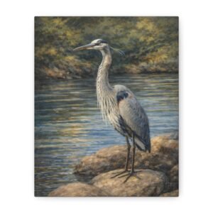 Blue Heron at the Salt River β Painterly Canvas