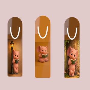 Set of 3 Metal bookmarks featuring our Adorable Pinky reading