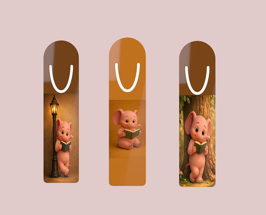 Set of 3 Metal bookmarks featuring our Adorable Pinky reading