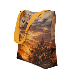 Sunrise With Bats Tote — Original Photo Turned Painterly Artwork