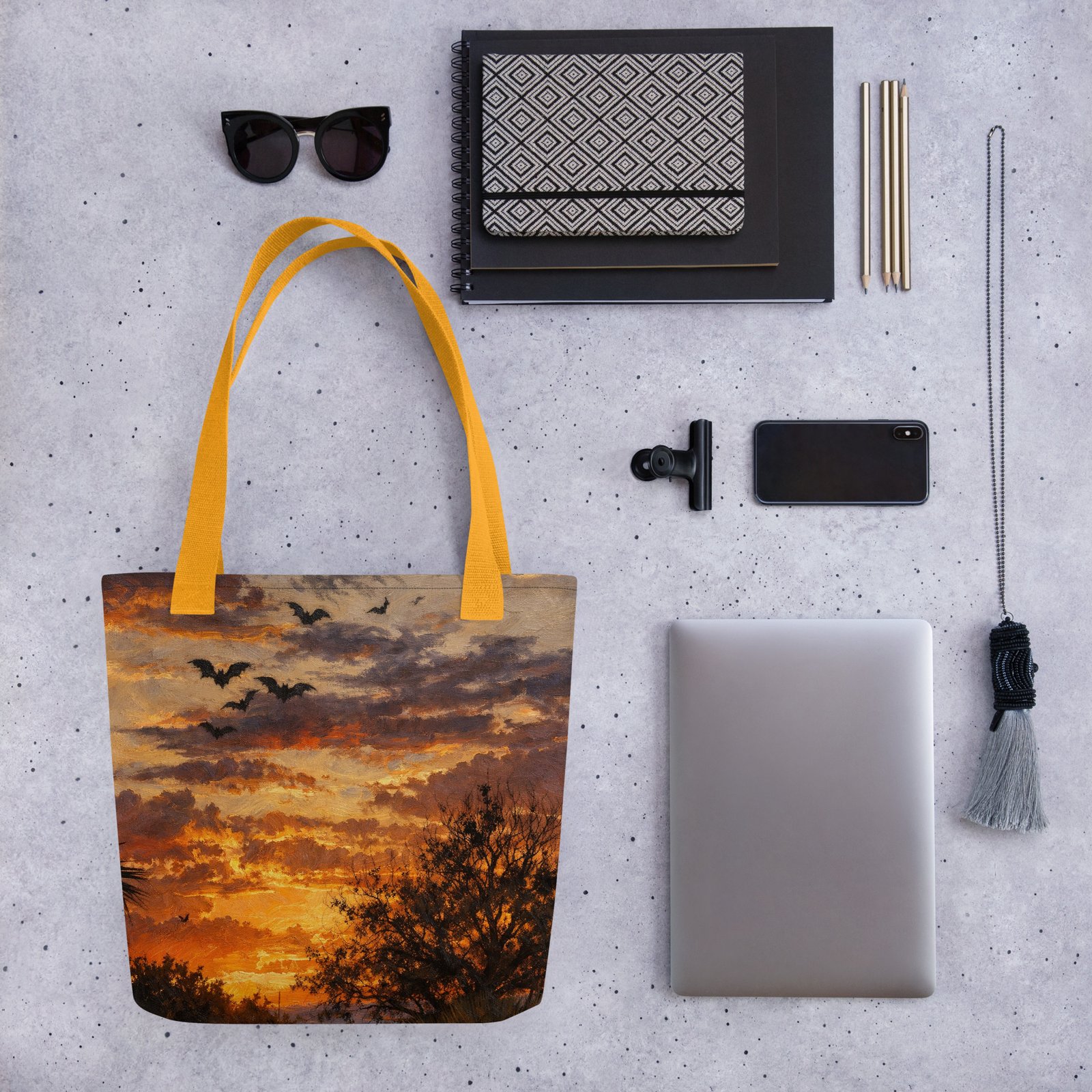 Sunrise With Bats Tote β Original Photo Turned Painterly Artwork - Image 2